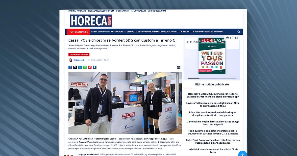 Horeca News - Cassa, POS e chioschi self-order: SDG con Custom a Tirreno CT