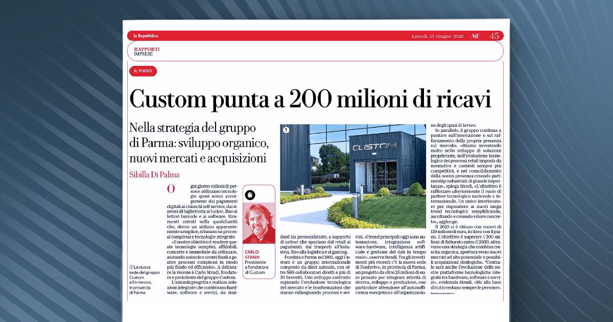 Affari e Finanza Repubblica - Custom punta a 200 milioni di ricavi